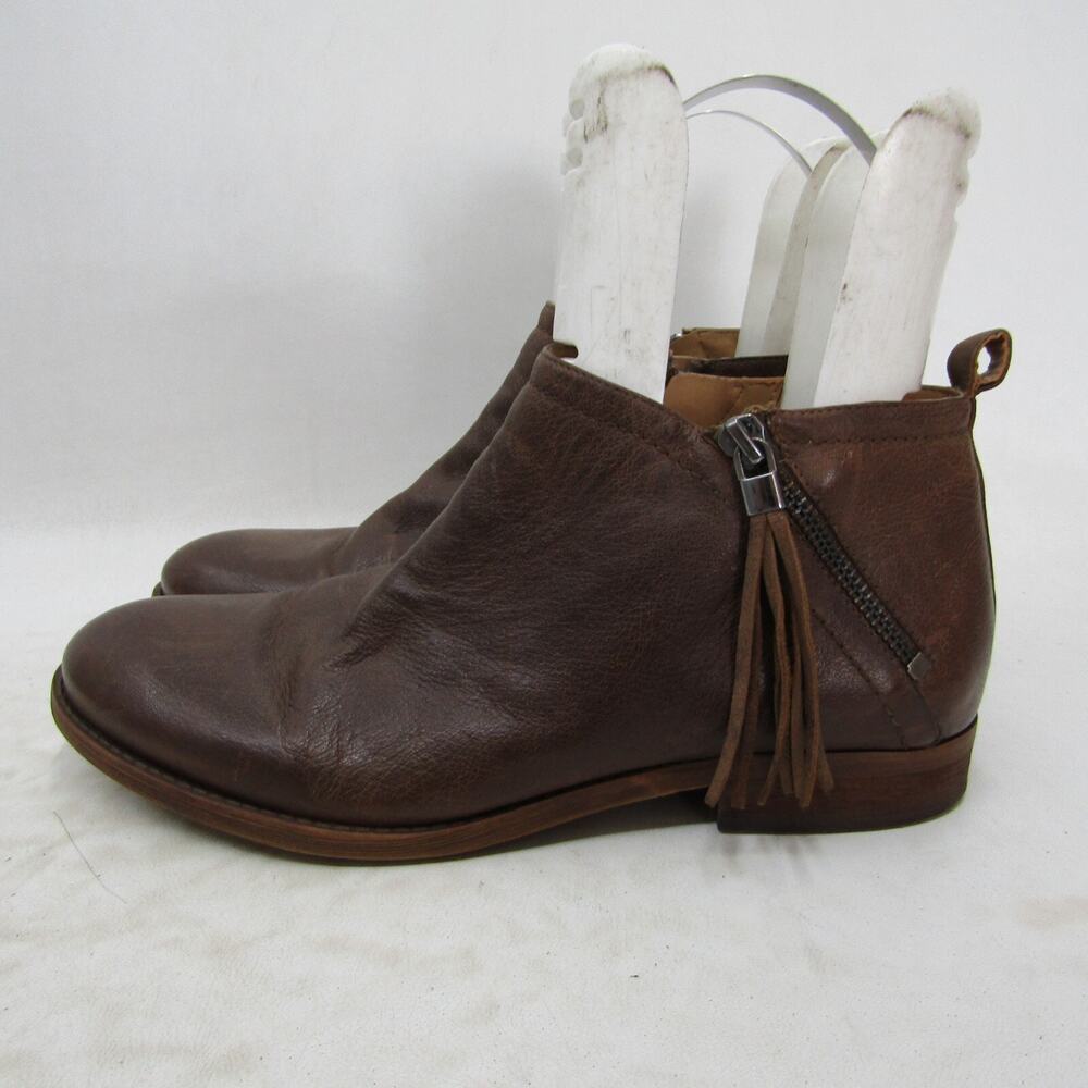 Franco Sarto Womens Sz 9 M Brown Leather Zip Ankle Fashion Boots Booties